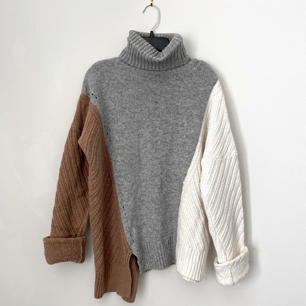 French Connection Mixed Knit Turtleneck Sweater Size XS